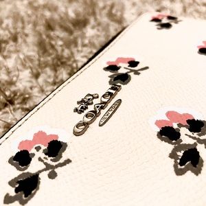Coach Leather Wristlet with Flower Detailing
